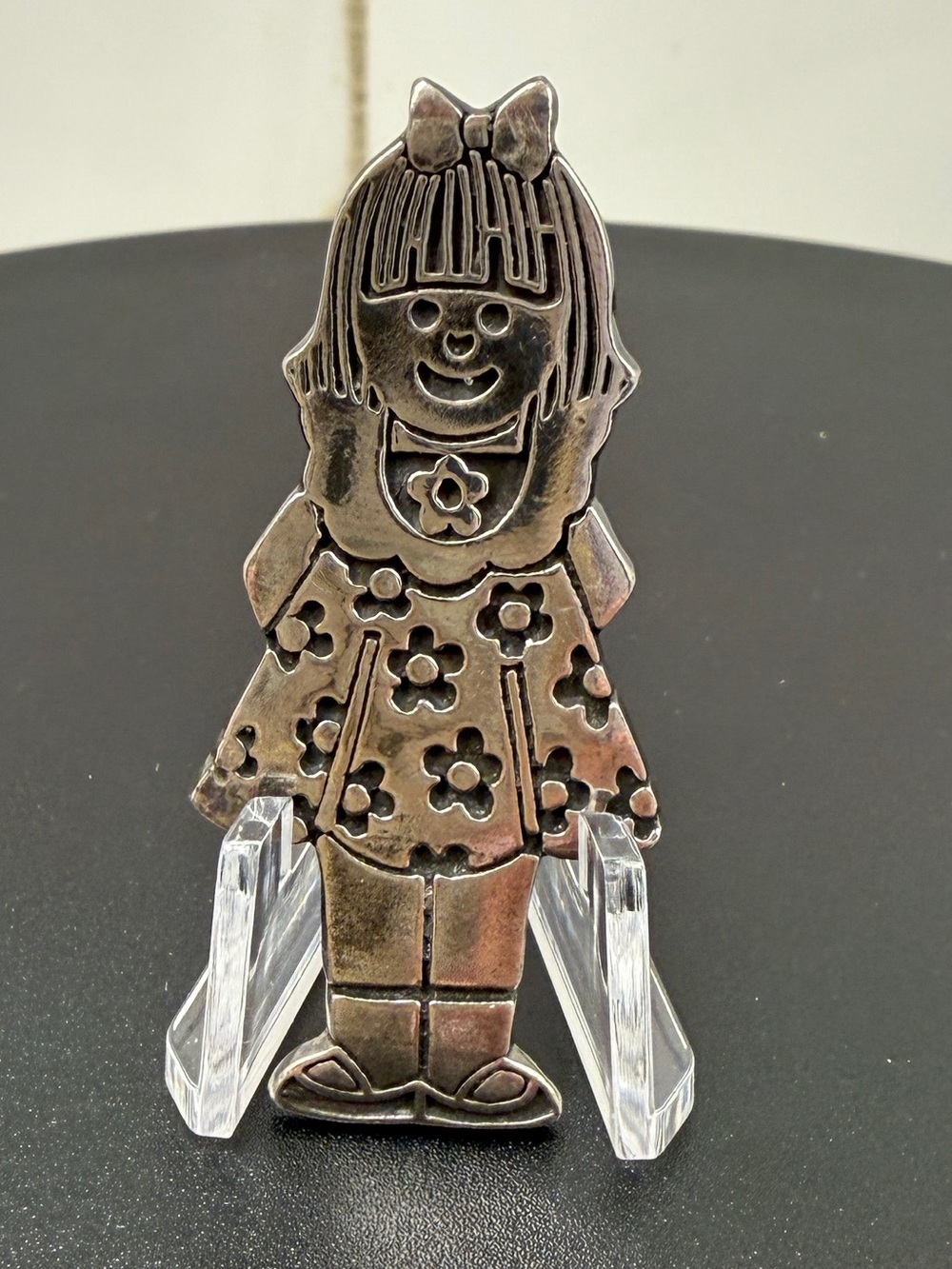 Silver-Tone Floral Girl Figurine Accent - Unbranded